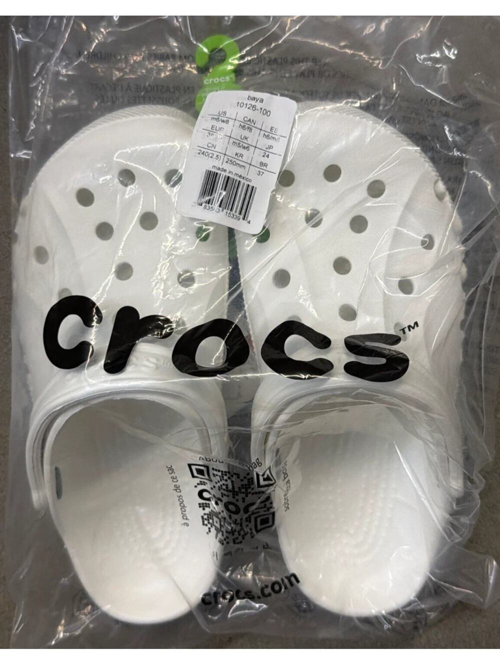 Crocs Baya Clogs White Mens 6 Womens 8 Slip On Casual Shoes New